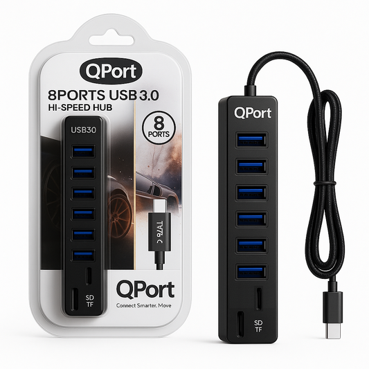 QPort- Hub 8 Θυρών USB με σύνδεση USB-C