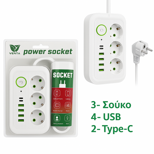 Venta Power Socket – Πολύπριζο με 6 Θύρες Φόρτισης
