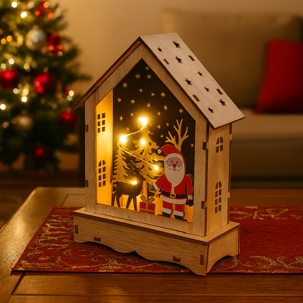 Χριστουγεννιάτικο Ξύλινο Σπιτάκι με Φως Santa Magic™
