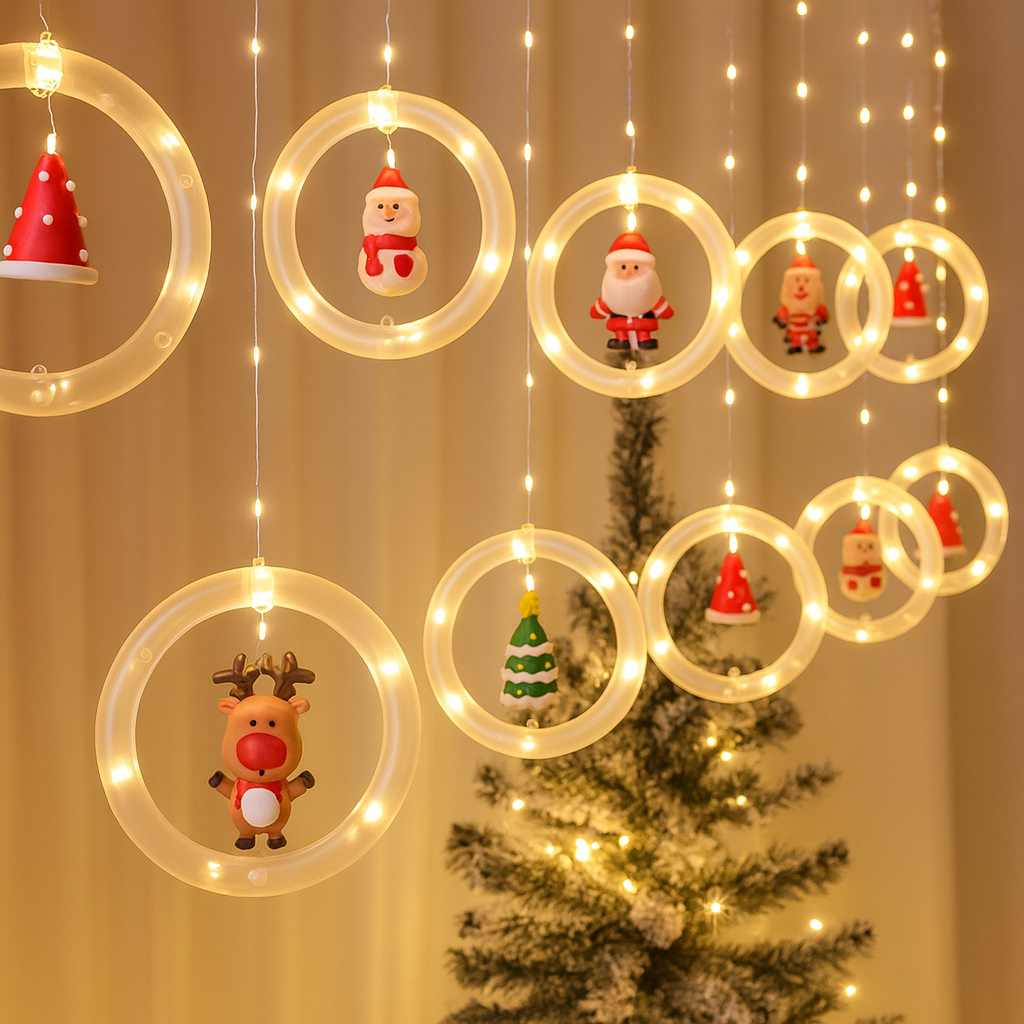 Χριστουγεννιάτικα Φωτάκια Κουρτίνα με Φιγούρες- MerryGlow
