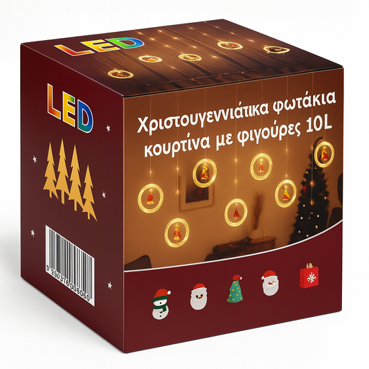 Χριστουγεννιάτικα Φωτάκια Κουρτίνα με Φιγούρες- MerryGlow